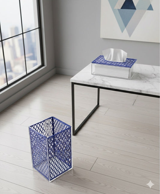 Acrylic Waste Bin and Tissue Box Set