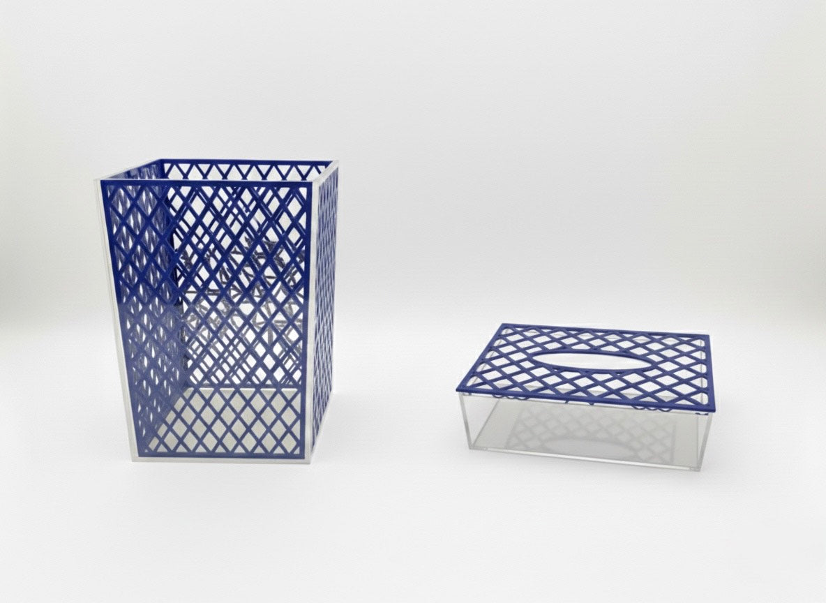 Acrylic Waste Bin and Tissue Box Set