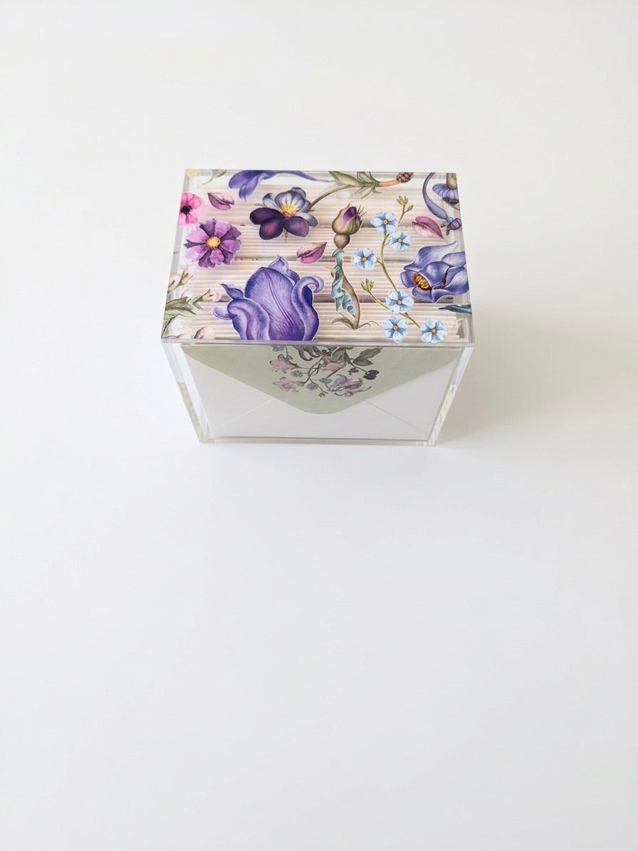 Floral Mini Note Card Set – 50 Pieces in Acrylic Box